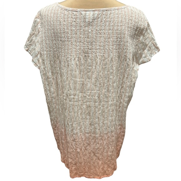Christopher & Banks Women’s Blouse XL Ombré Peach/White Stripe Gauzy Cap Sleeve. - Picture 4 of 11